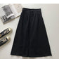 Solid Hong Kong style leisure high waist A-shaped medium and long skirt  5693