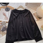 Solid color baby collar shirt long sleeve single breasted top  6422