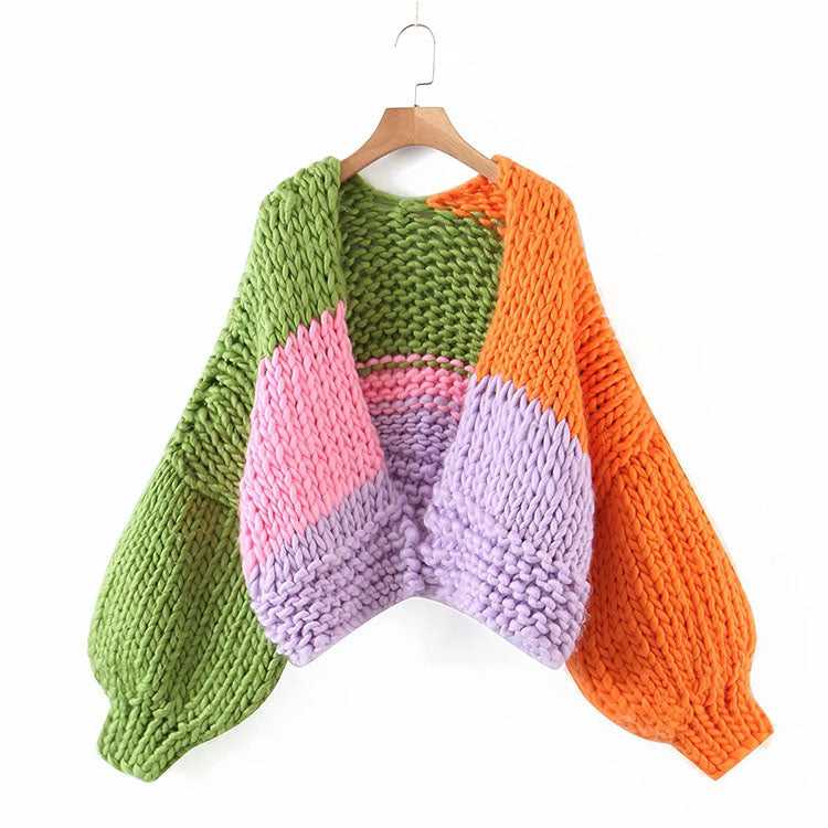 Manteau cardigan tricoté Top à manches lanternes 7156 