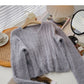 Korean loose V-neck Mohair top  5934