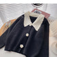 Korean style Hong Kong style casual Lapel color matching top  5917