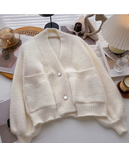 Design imitation mink coat cardigan  6149