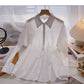 Niche design personality fashion hollow out long sleeve Lapel top cardigan  6413