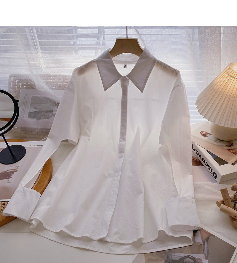 Niche design personality fashion hollow out long sleeve Lapel top cardigan  6413