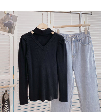 Design sense personalized sweater stand collar top  6520