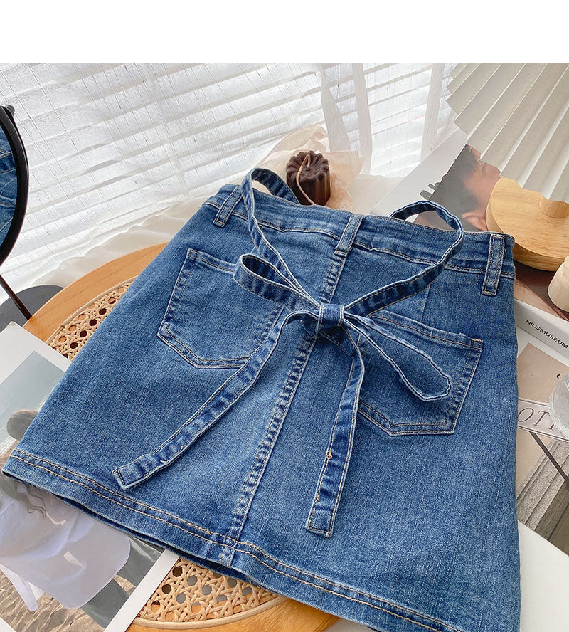 New Korean version versatile personalized bandage high waist A-line skirt  5524