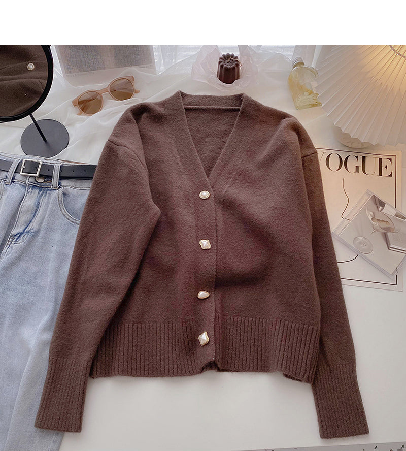 Korean retro personalized single breasted top fashion  5977