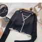 Schlankes Design mit personalisiertem Revers-Langarm-Pullover Top 6604