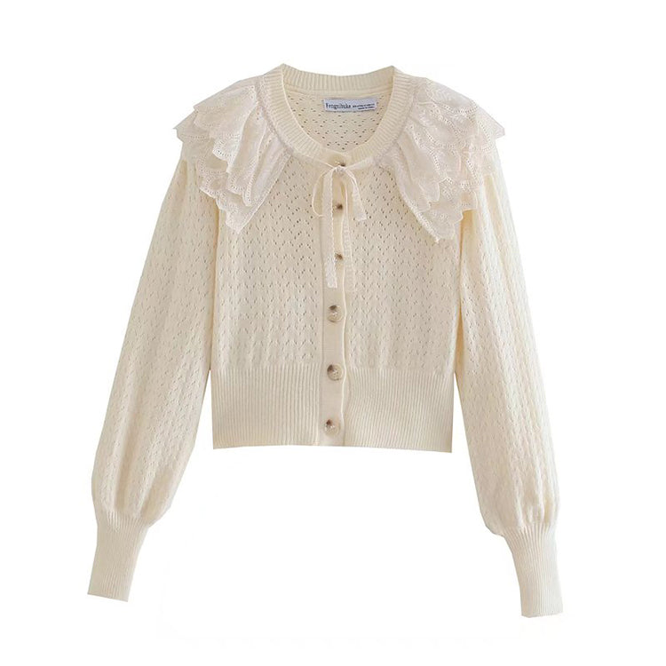 New sweet lace doll neck sweater sweater coat  7161