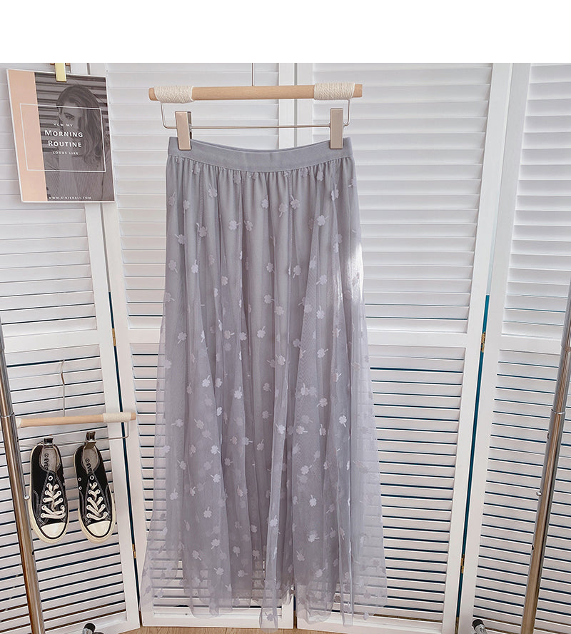 New Korean version of foreign style super fairy A-shaped long skirt  5803