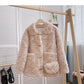 Korean thickened loose lamb wool one-piece coat small ox horn button top  6226