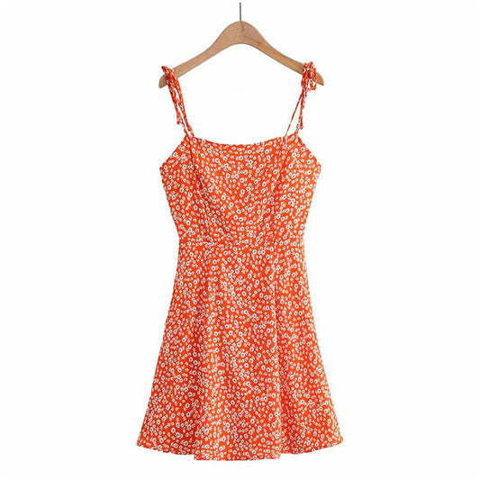 Urlaubsstil rückenfreies sexy Blumenkleid 7093