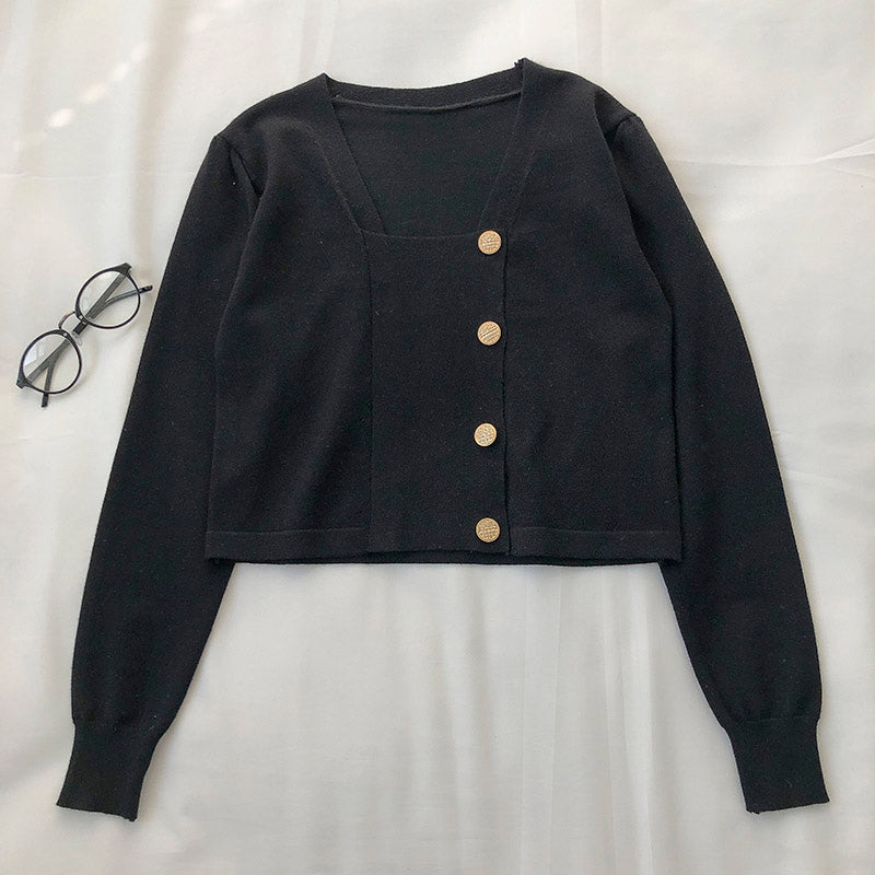Slim single breasted long sleeved sweater for women  6528