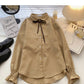 Vintage bandage Lapel slim design long sleeve top  6307