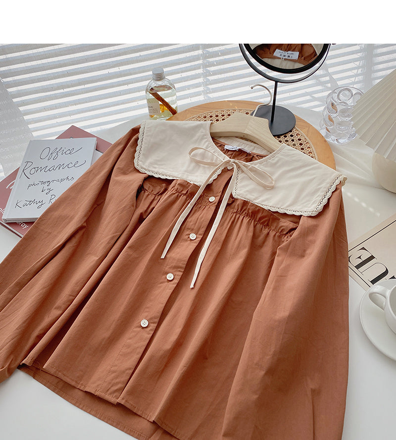 Design sense niche shirt doll collar detachable  6295