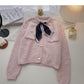 Small retro Silk Scarf Lace up round neck design top  5853