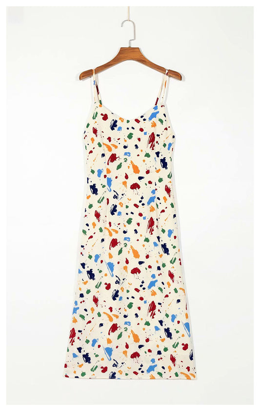Französisches Farbpunktdruck-rückenfreies Schnürkleid mit Schleife und Strapsen 7049