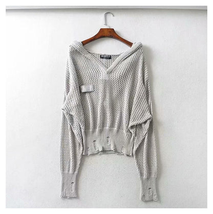 Hong Kong Style Vintage ausgehöhlter Vintage Design Kapuzenpullover 7279