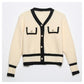 Veste cardigan tricotée à boutons, pull slim polyvalent à la mode 7274