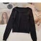 Knitwear slim short bottomed long sleeve top  6659