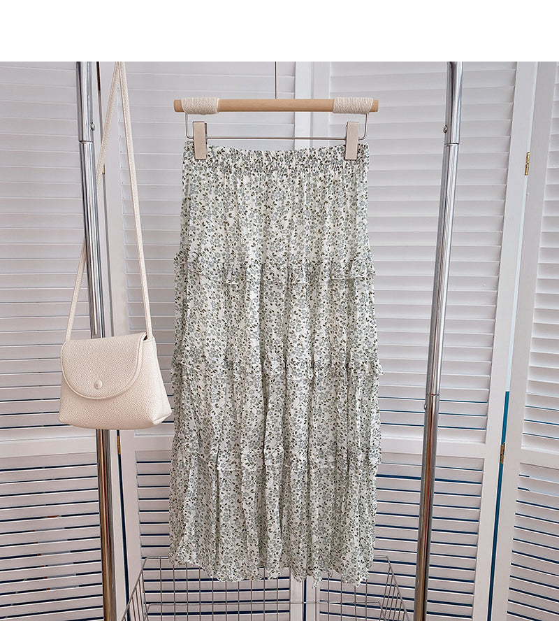 Design feeling gentle and slim high waist A-shaped skirt  5813