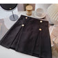 Niche design double row buttons show thin crimp high waist skirt  5652