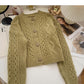 Single breasted round neck Vintage twist sweater  6114
