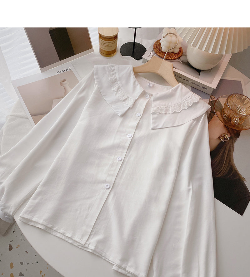 Doll collar shirt Female Minority design sense  6392