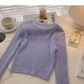 Korean slim fit versatile round neck long sleeve mink coat  5868