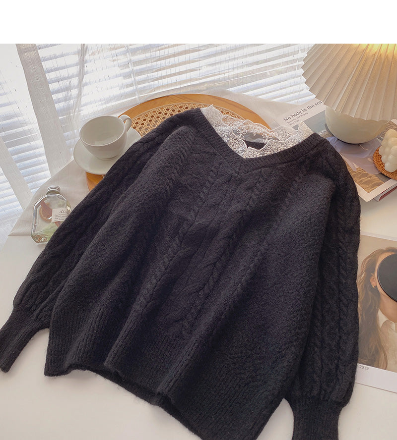 New Korean loose design long sleeve twist sweater  5956