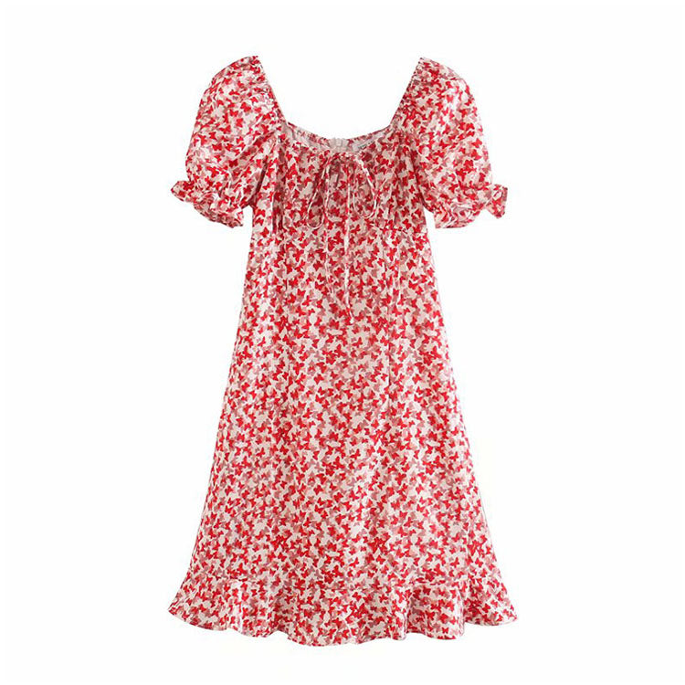 Französisches Retro-Mädchenkleid mit süßem Schmetterlingsdruck 7072