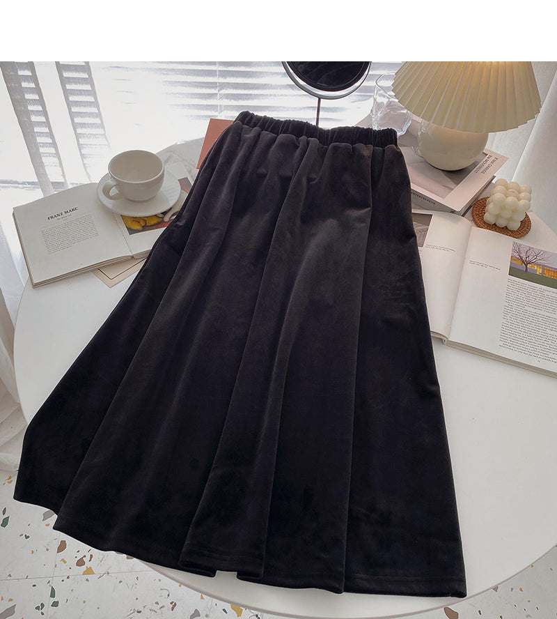 Korean version of Hong Kong style, versatile A-line skirt  5742