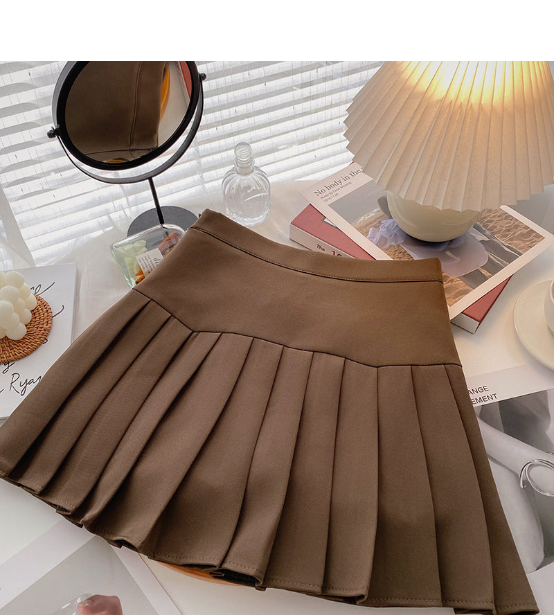 New Korean version of foreign style age reduced high waist pleated skirt  5439
