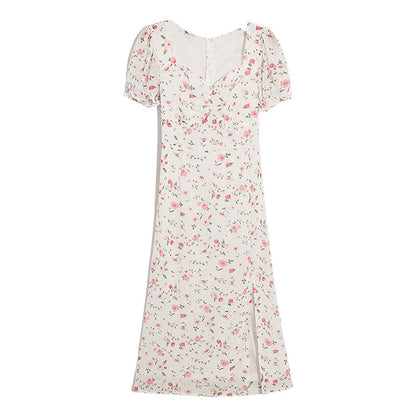 Das neue gebrochene Blumenkleid 7024 mit schmalem, schlankem Temperament, hoher Taille, geteiltem, frischem und sanftem Schnitt
