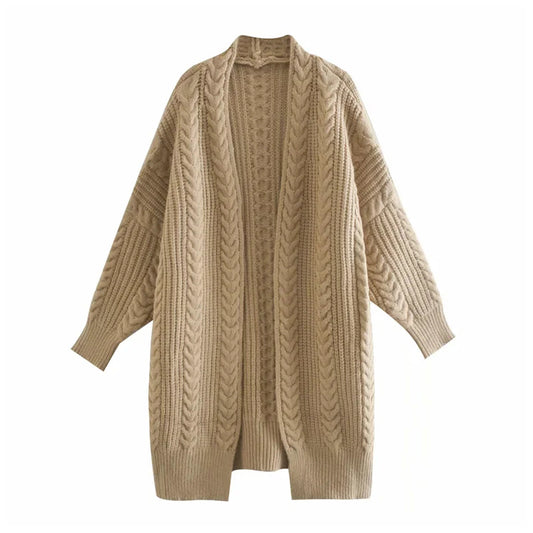 Lazy Wind lockere mittellange knielange Strickjacke 7183