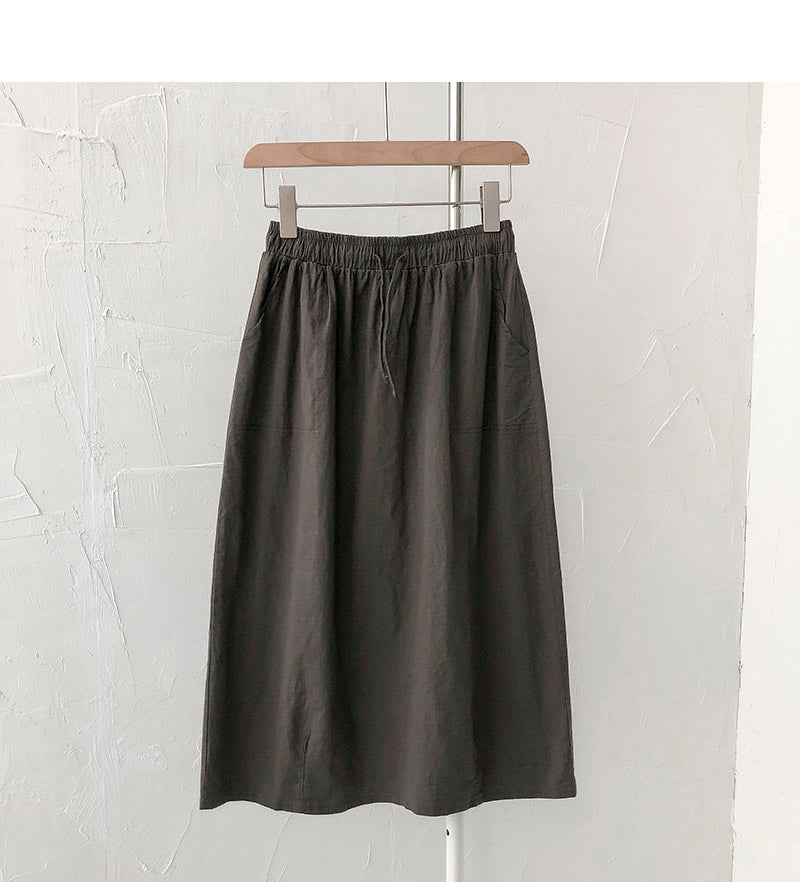 New Korean version simple and versatile elastic waist skirt  5685