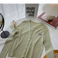 Knitwear long sleeve thin round neck single breasted cardigan  6530