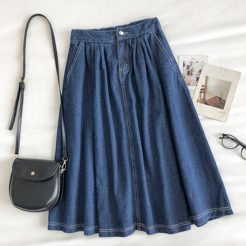 New Hong Kong Style semi elastic waist A-shaped umbrella skirt  5674