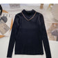 Design sense knitwear stand collar chain long sleeve top  6527