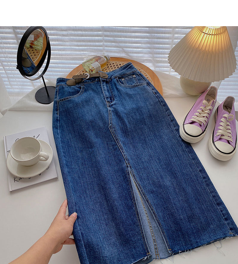 Koreanische Version des Rocks 5702 in A-Linie mit hoher Taille und geteilter Taille im Hongkong-Stil