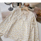 Lace lace up baby collar Floral Shirt  6371