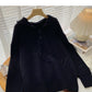 Design feel loose drawstring hooded long sleeve top  5980