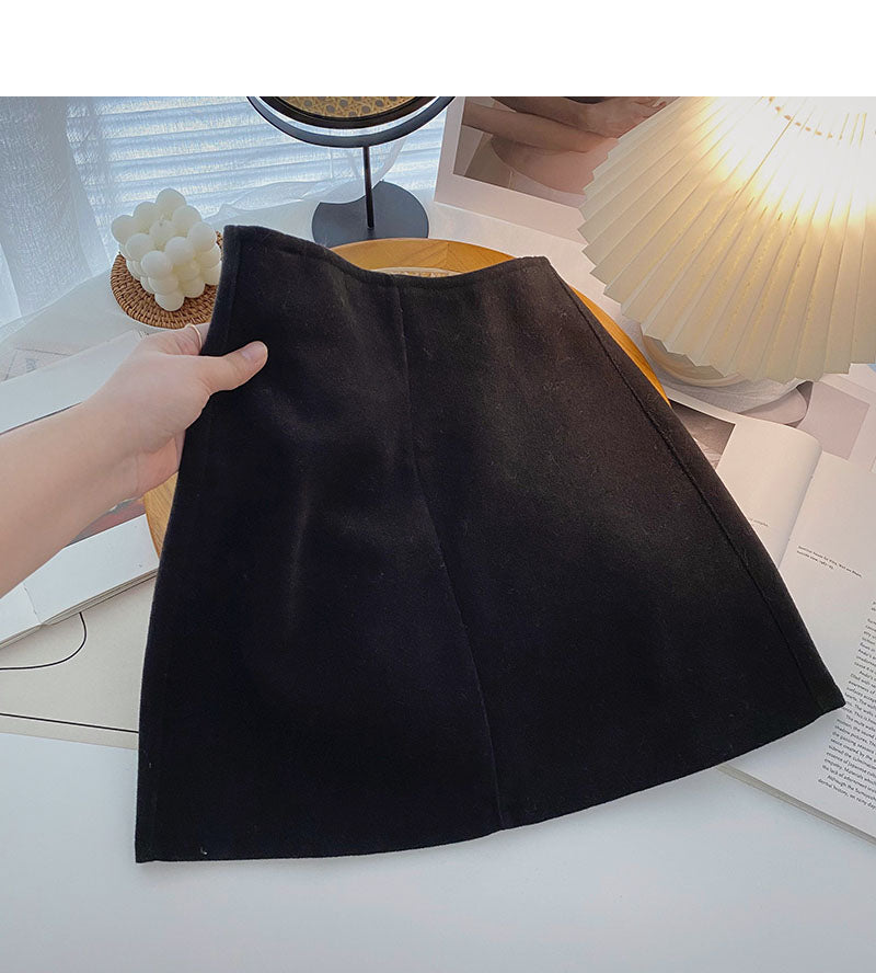 Versatile high waist wrap hip slim A-line skirt  5479