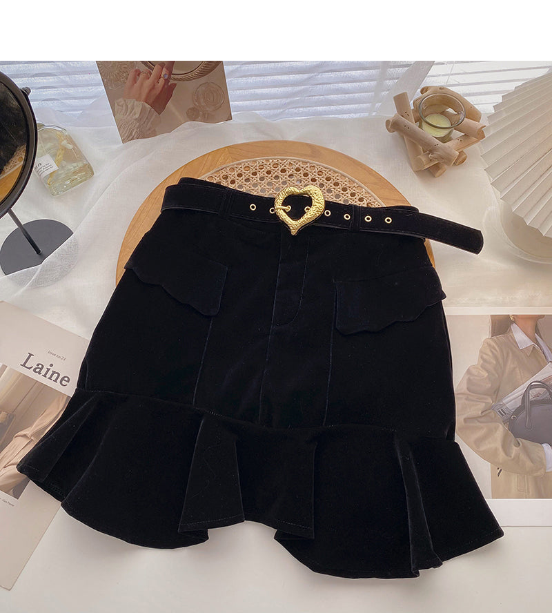 New fashion retro Hip Wrap Skirt with belt  5583