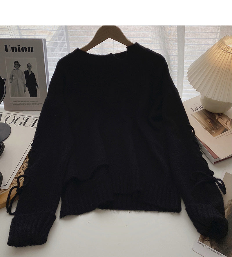 Neues koreanisches Design Kordelzug Slim Pullover Top 5974