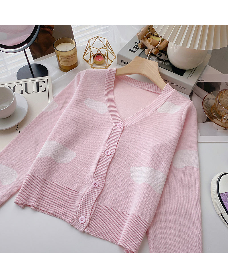 Strickjacke mit langen Ärmeln in Kontrastfarbe 6612