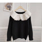 Color contrast doll neck long sleeve Pullover Sweater  6194