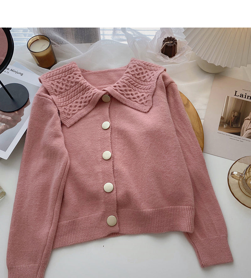 Temperament aging single breasted doll neck long sleeve slim top  6024