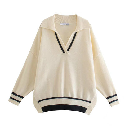 Col polo polyvalent en tricot fendu sur le côté 7432