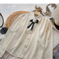 Korean basic solid color retro floret bow shirt  6433